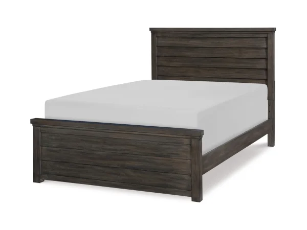 Complete Louvered Panel Bed F (4/6) Youth Beds Aged Barnwood