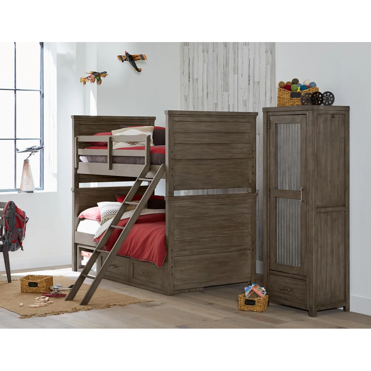 Complete T Over T Bunk Bed Youth Beds Aged Barnwood 6