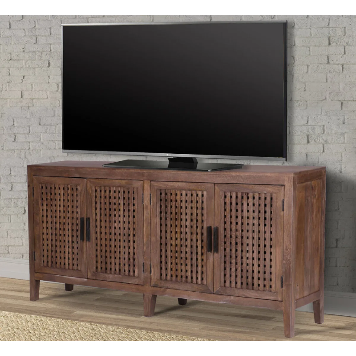 Crossings Portland 78 In. Tv Console Entertainment Stands Brown 4