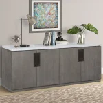 Pure Modern Credenza With Quartz Top Office Storage Gray 8
