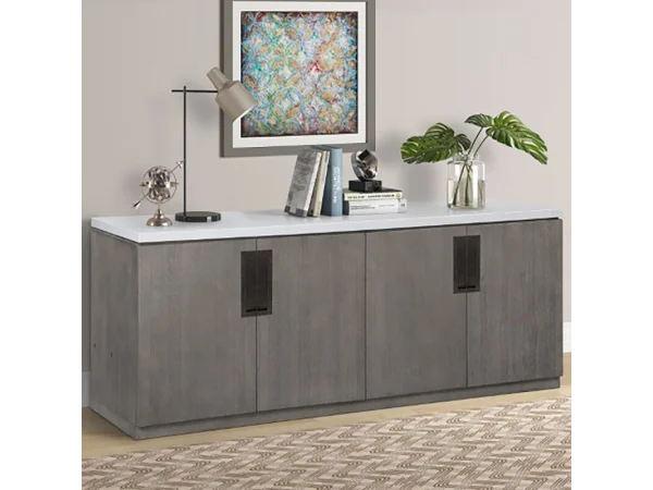 Pure Modern Credenza With Quartz Top Office Storage Gray