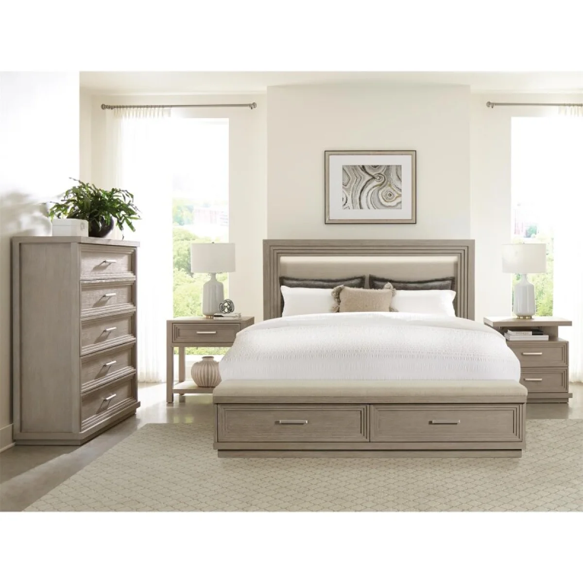 Cascade California King Illuminated Panel Uph Storage Bed Beds Beds 11