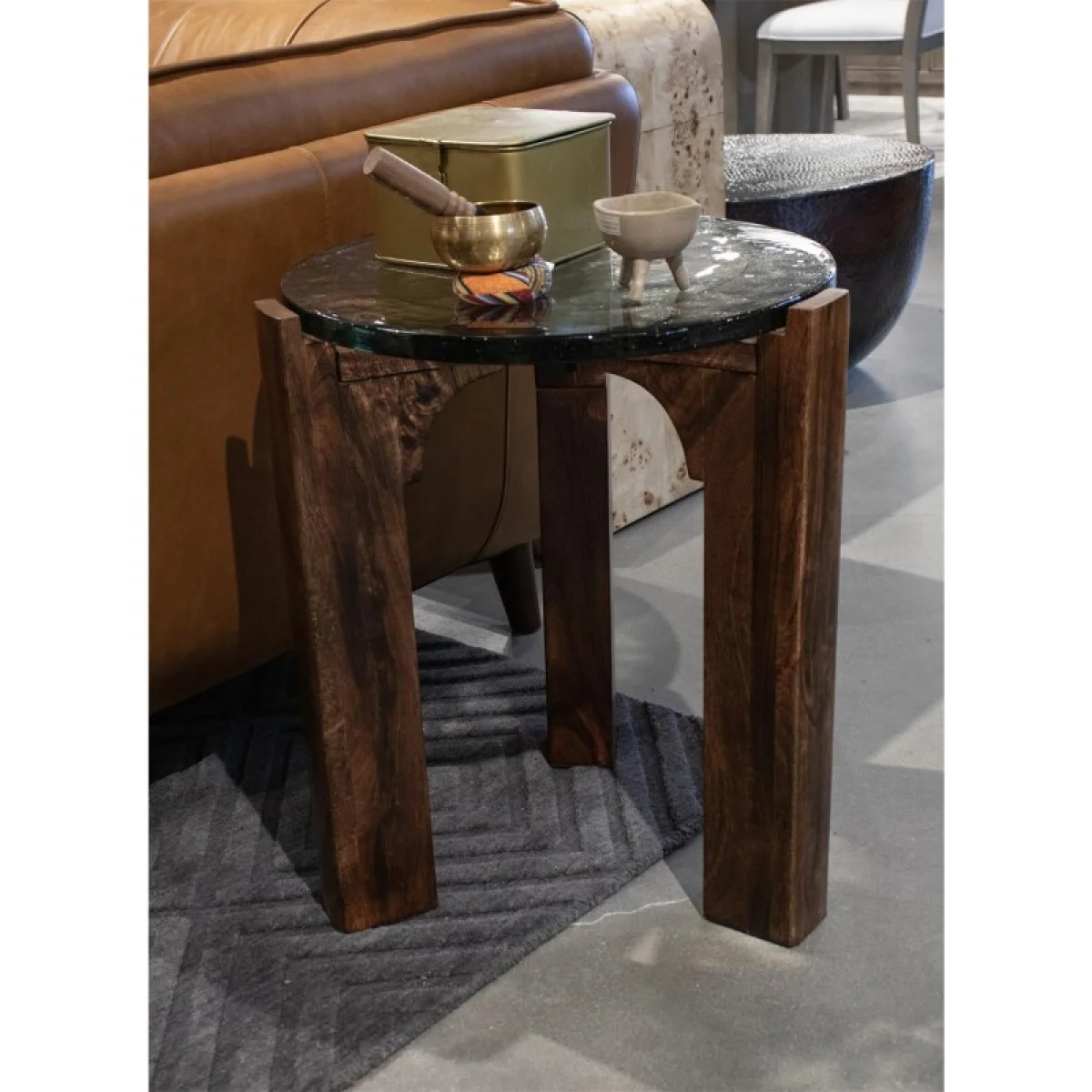 Amner Side Table Chairside Tables Brandy Glass 4