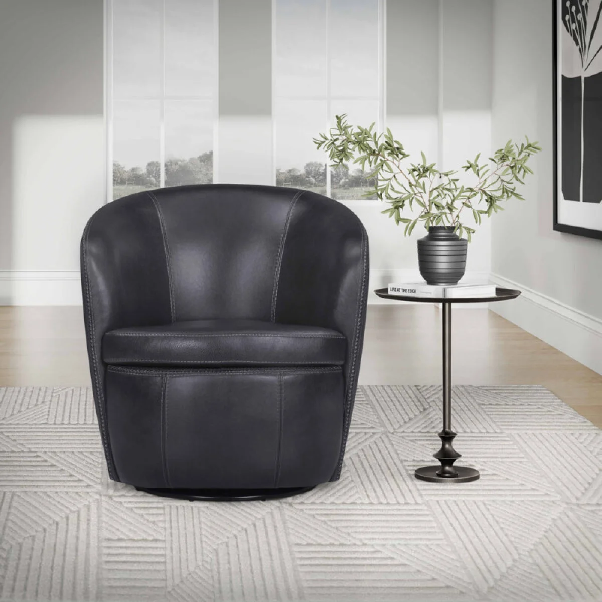 Barolo – Vintage Onyx Swivel Club Chair Chairs black 6