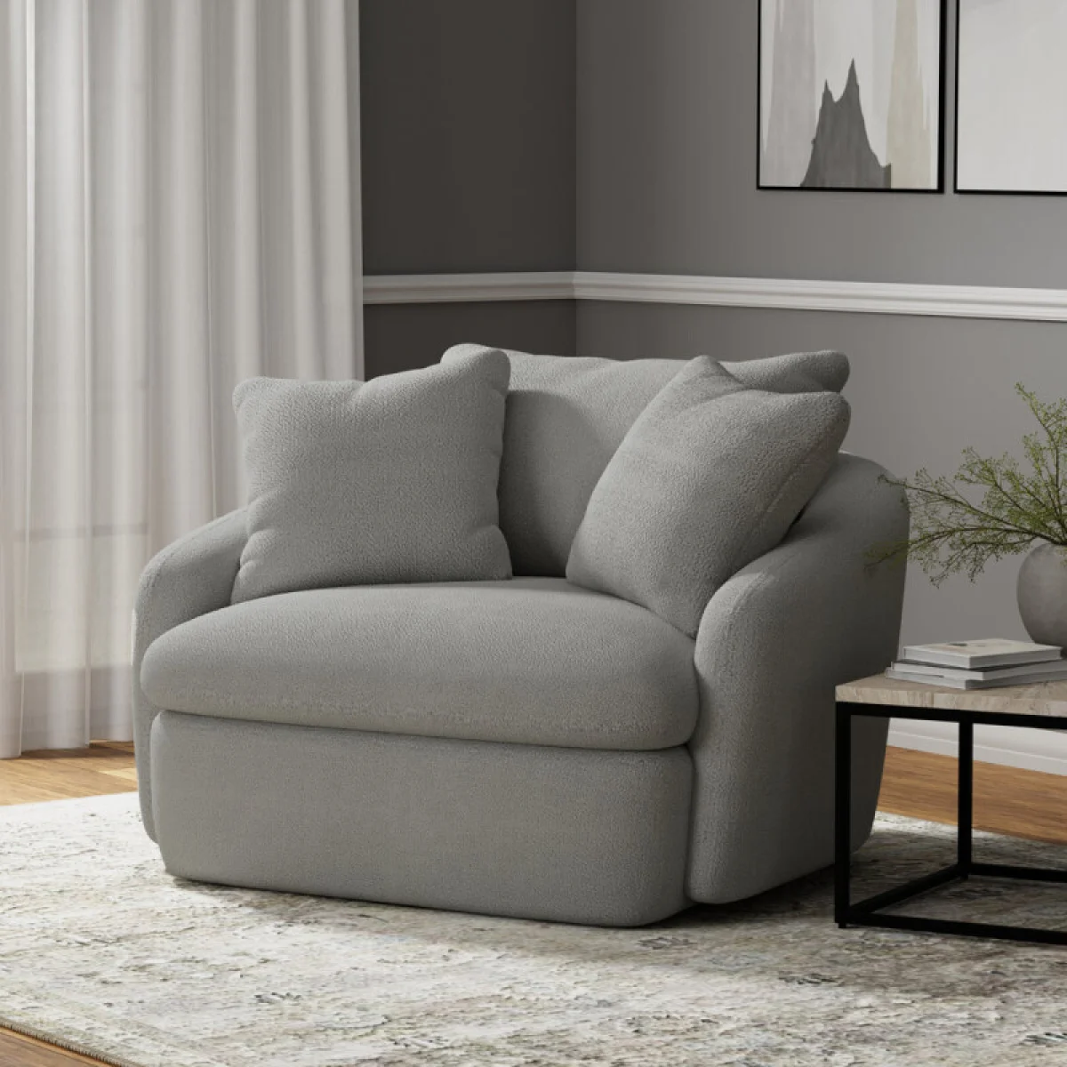 Boomer – Dame Dove Large Swivel Chair W/ 2 Toss Plws Chairs Chairs 4