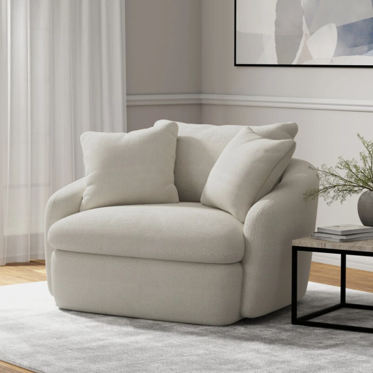 Boomer – Utopia Sand Large Swivel Chair W/ 2 Toss Plws Chairs Chairs 4