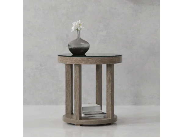 Crossings Serengeti Round End Table With Glass Top End tables End Tables