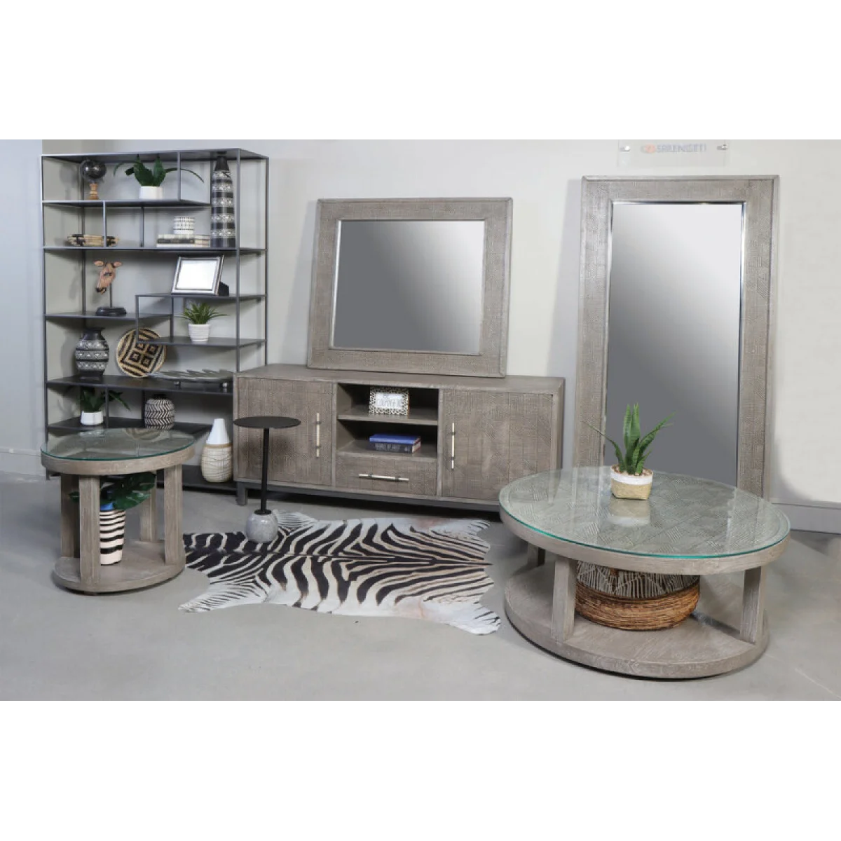 Crossings Serengeti Round End Table With Glass Top End tables End Tables 10