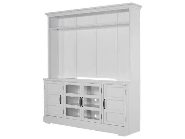Shoreham – Effortless White 76 In. Tv Console With Hutch Entertainment Stands Effortless White