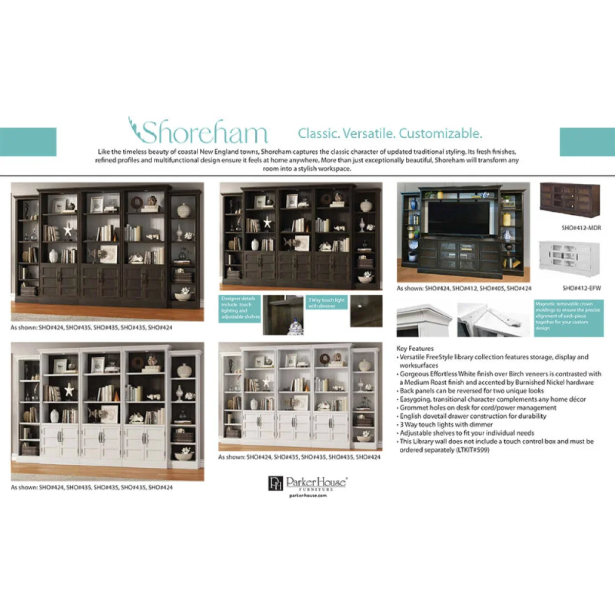 Shoreham – Medium Roast 35 In. Door Bookcase Bookcases Bookcases 19