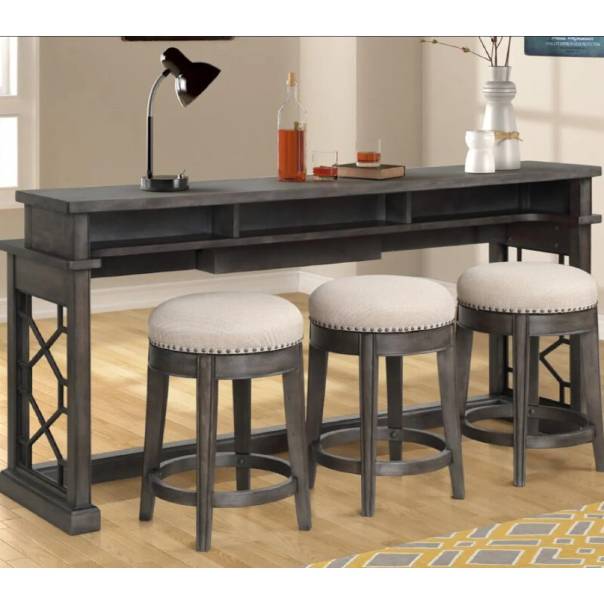 Sundance – Smokey Grey Everywhere Console With 3 Stools Console Tables Console Sofas 4