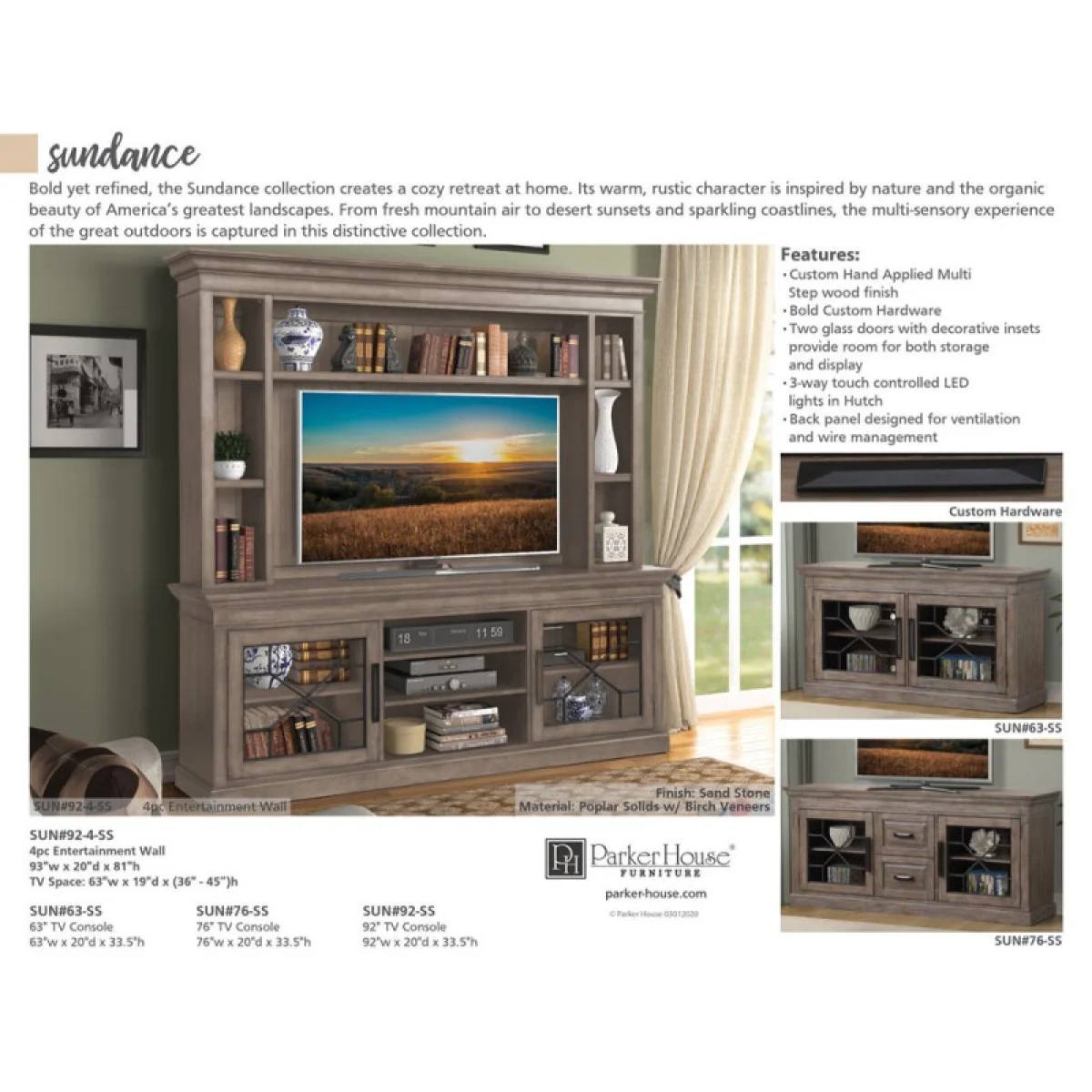 Sundance – Sandstone 63 In.tv Console Entertainment Stands Brown 9