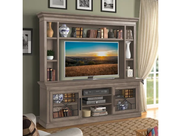 Sundance – Sandstone 92 In. Console With Hutch Entertainment Stands Brown