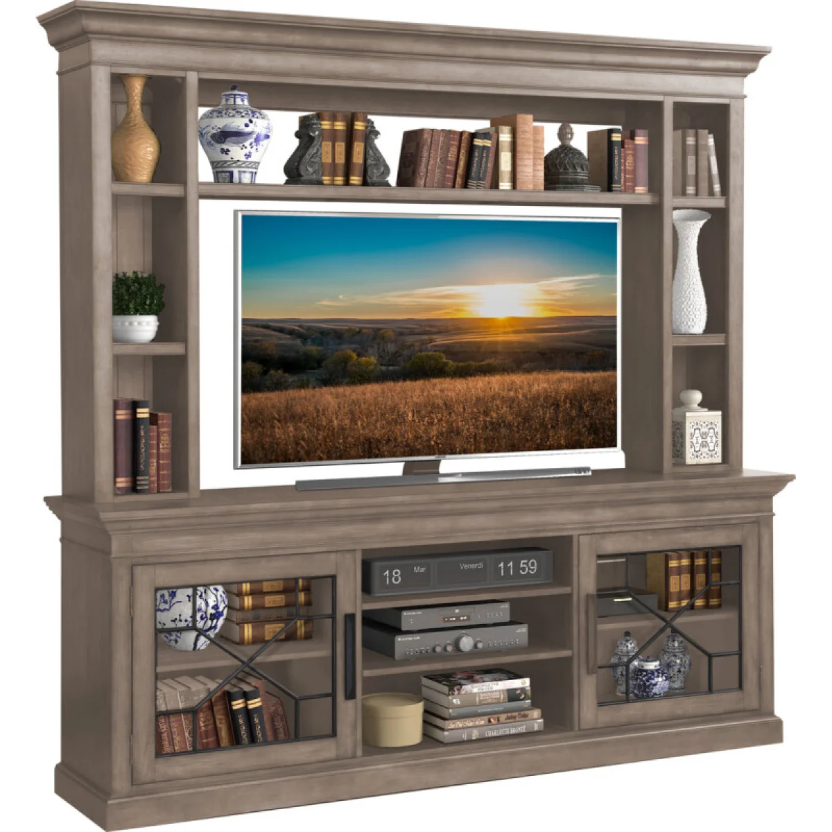 Sundance – Sandstone 92 In. Console With Hutch Entertainment Stands Brown 6