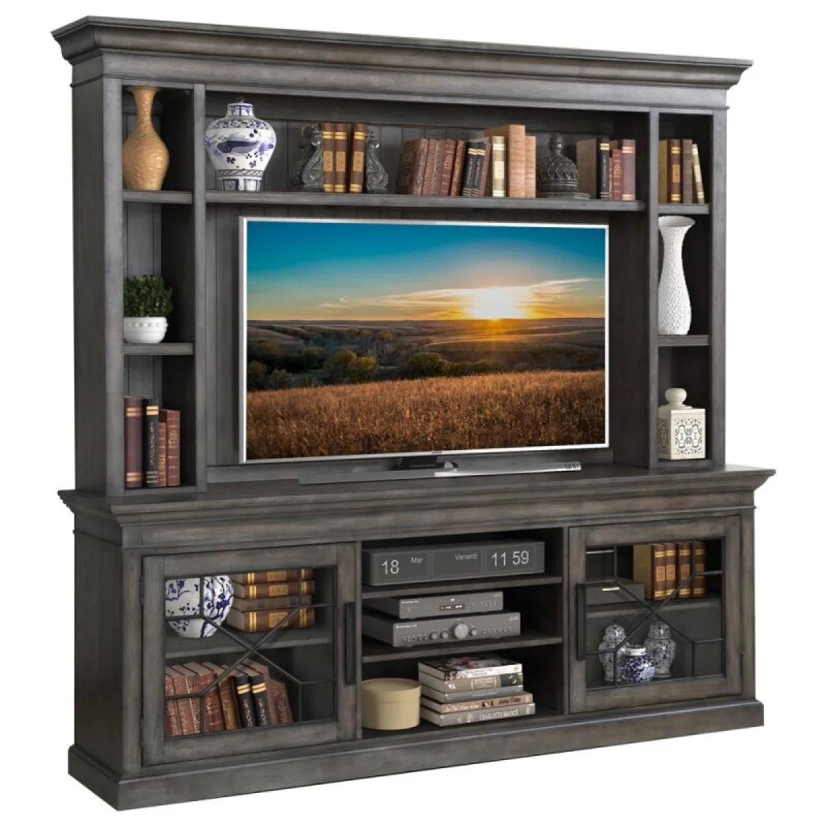 Sundance – Smokey Grey 92 In. Console With Hutch & Backpanel Entertainment Stands Entertainment Stands 6
