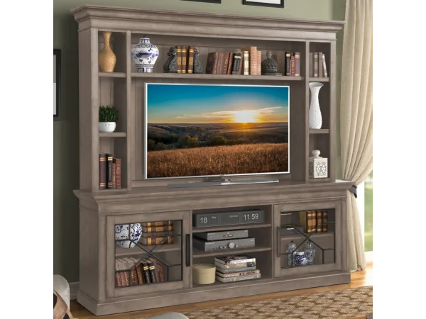 Sundance – Sandstone 92 In. Console With Hutch & Backpanel Entertainment Stands Brown