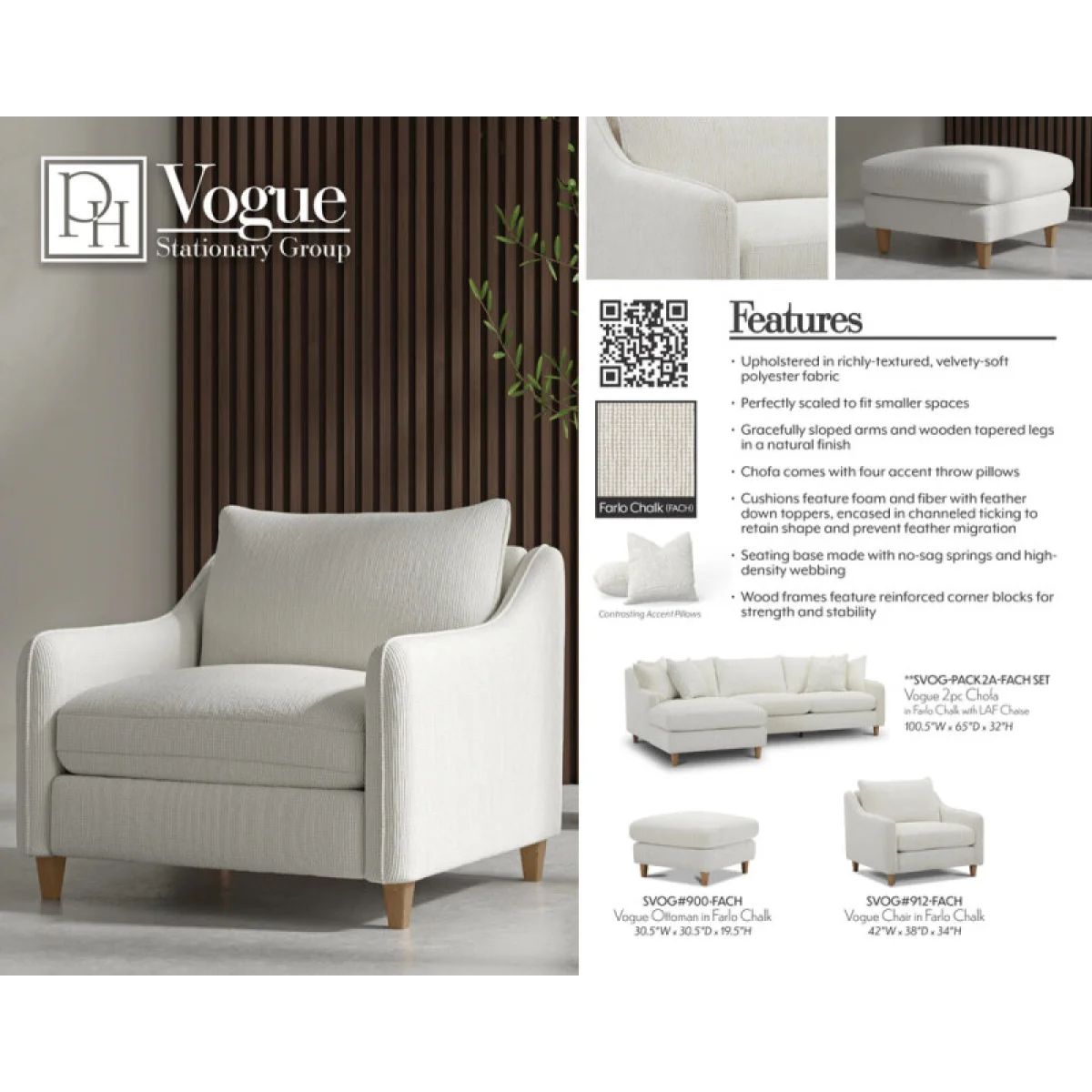 Vogue – Farlo Chalk 2pc Chofa – Package A (960l,921r) Sectionals Farlo Chalk 10