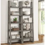 Tempe – Grey Stone Pair Of Etagere Bookcases Bookcases Bookcases 7