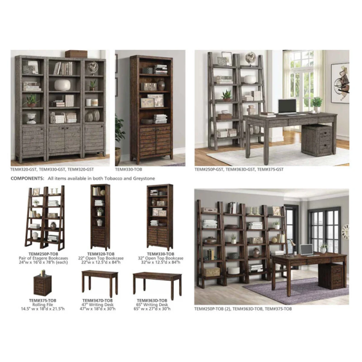 Tempe – Grey Stone 32 In. Open Top Bookcase Bookcases Bookcases 8