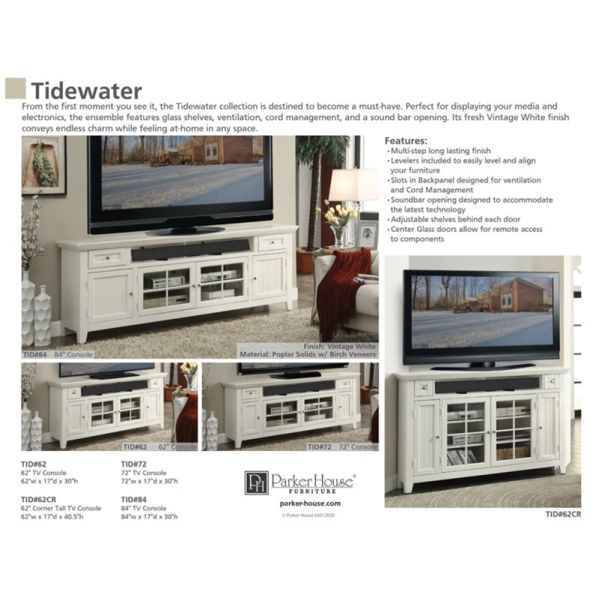 Tidewater 72 In. Console Entertainment Wall Accent Furniture Accent Furniture 8