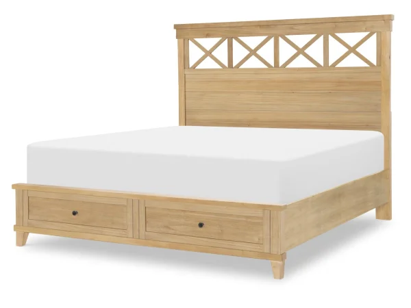 Complete Panel Bed W Storage Footboard Queen 5/0 Beds Amber