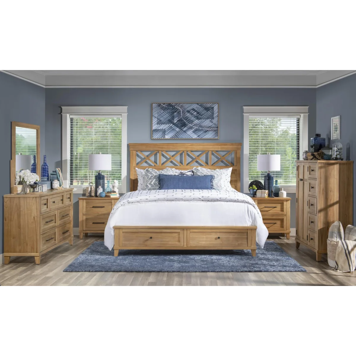 Complete Panel Bed W Storage Footboard Queen 5/0 Beds Amber 8