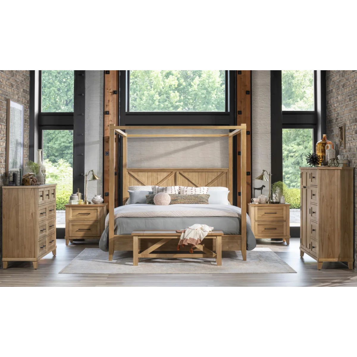 Complete Canopy Bed King 6/6 Beds Amber 8