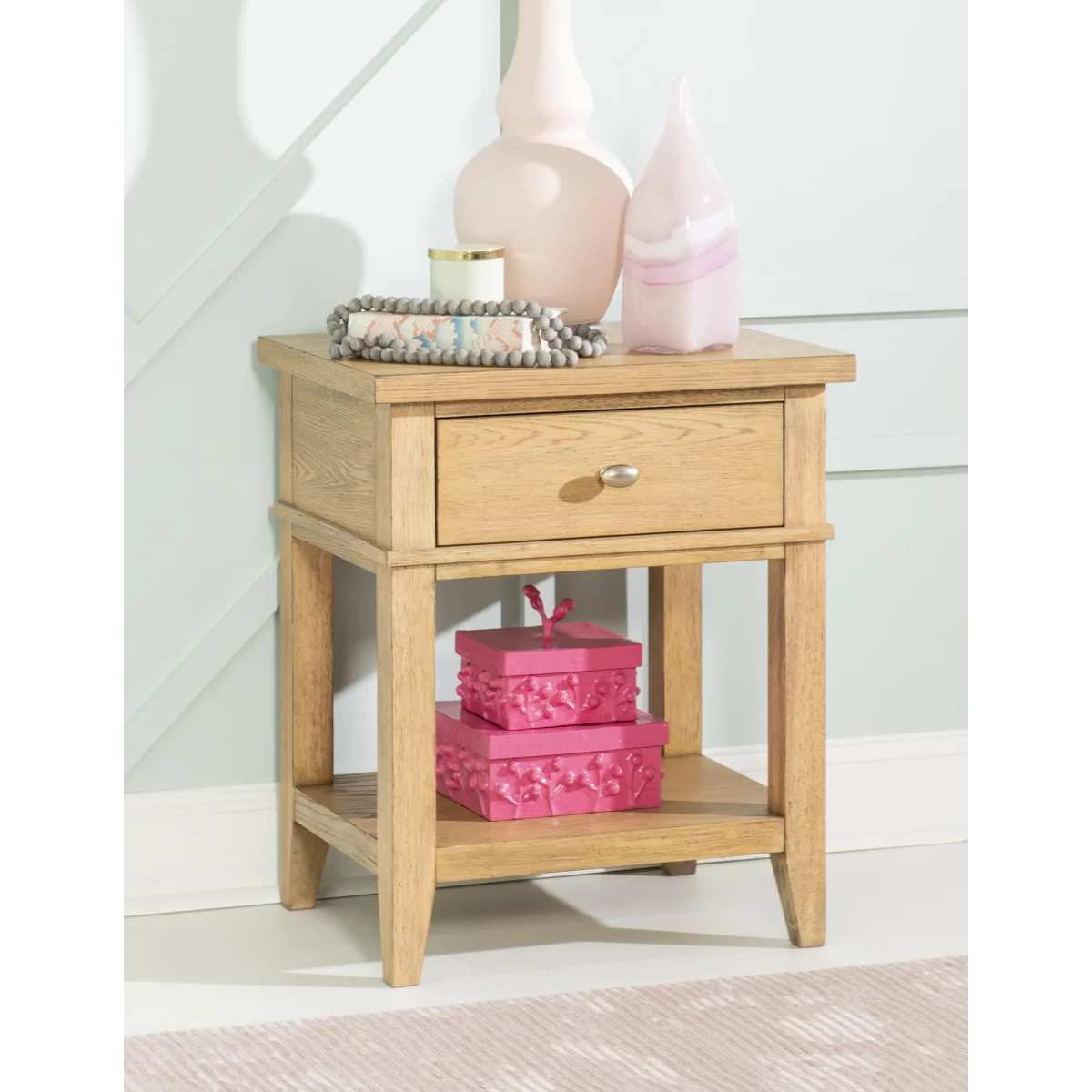 Open Ns 1 Drw Natural Hickory Youth Nightstands Brown 6