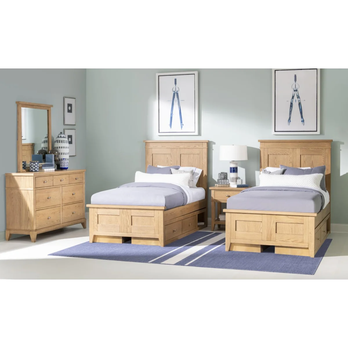 Complete Panel Bed Twin 3/3 Natural Hickory Youth Beds Brown 8