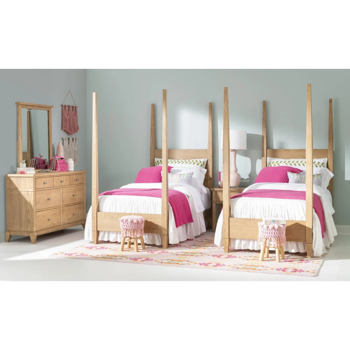 Complete Poster Bed Twin 3/3 Natural Hickory Youth Beds Brown 8