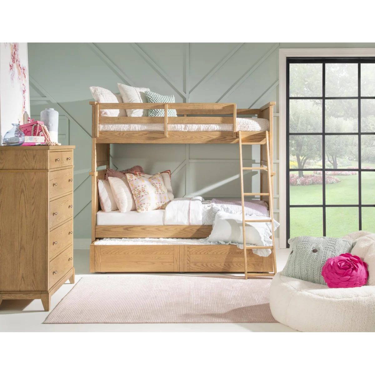 Complete Twin Over Twin Bunk End Natural Hickory Youth Beds Brown 8