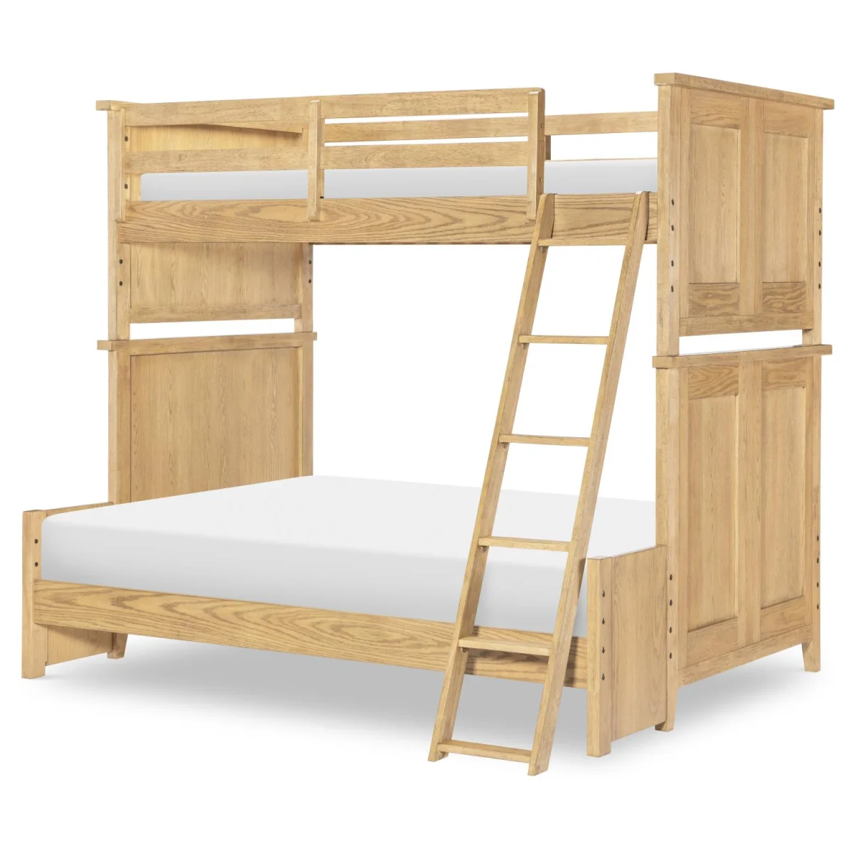 Complete Twin Over Full Bunk Bed Natural Hickory Youth Beds Brown 4