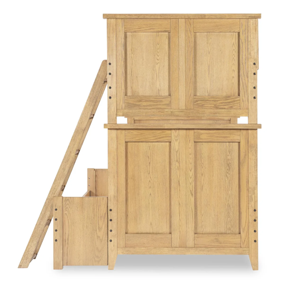 Complete Twin Over Full Bunk Bed Natural Hickory Youth Beds Brown 7
