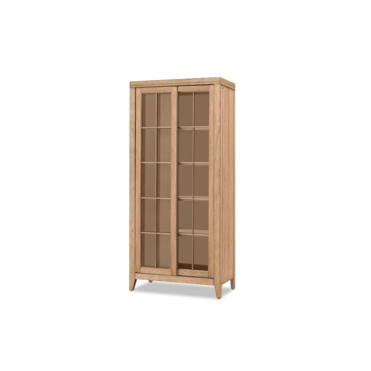 Sliding Door Display Cabinet Dining Storage Brown 4