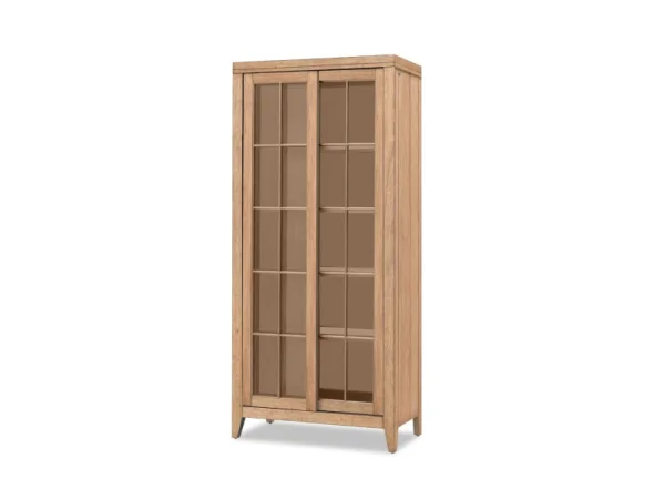 Sliding Door Display Cabinet Dining Storage Brown
