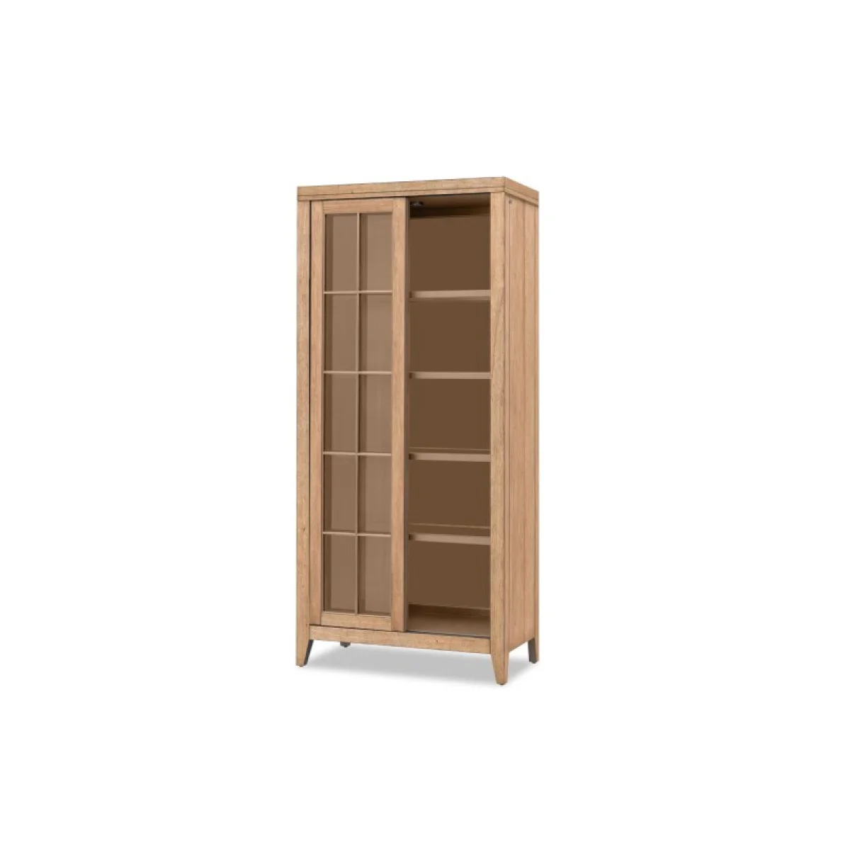 Sliding Door Display Cabinet Dining Storage Brown 6