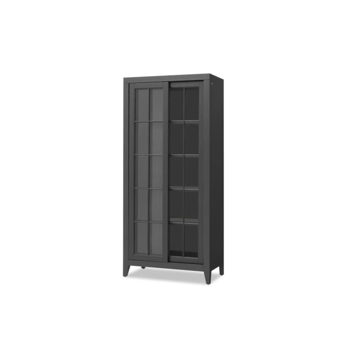 Sliding Door Display Cabinet Dining Storage black 4