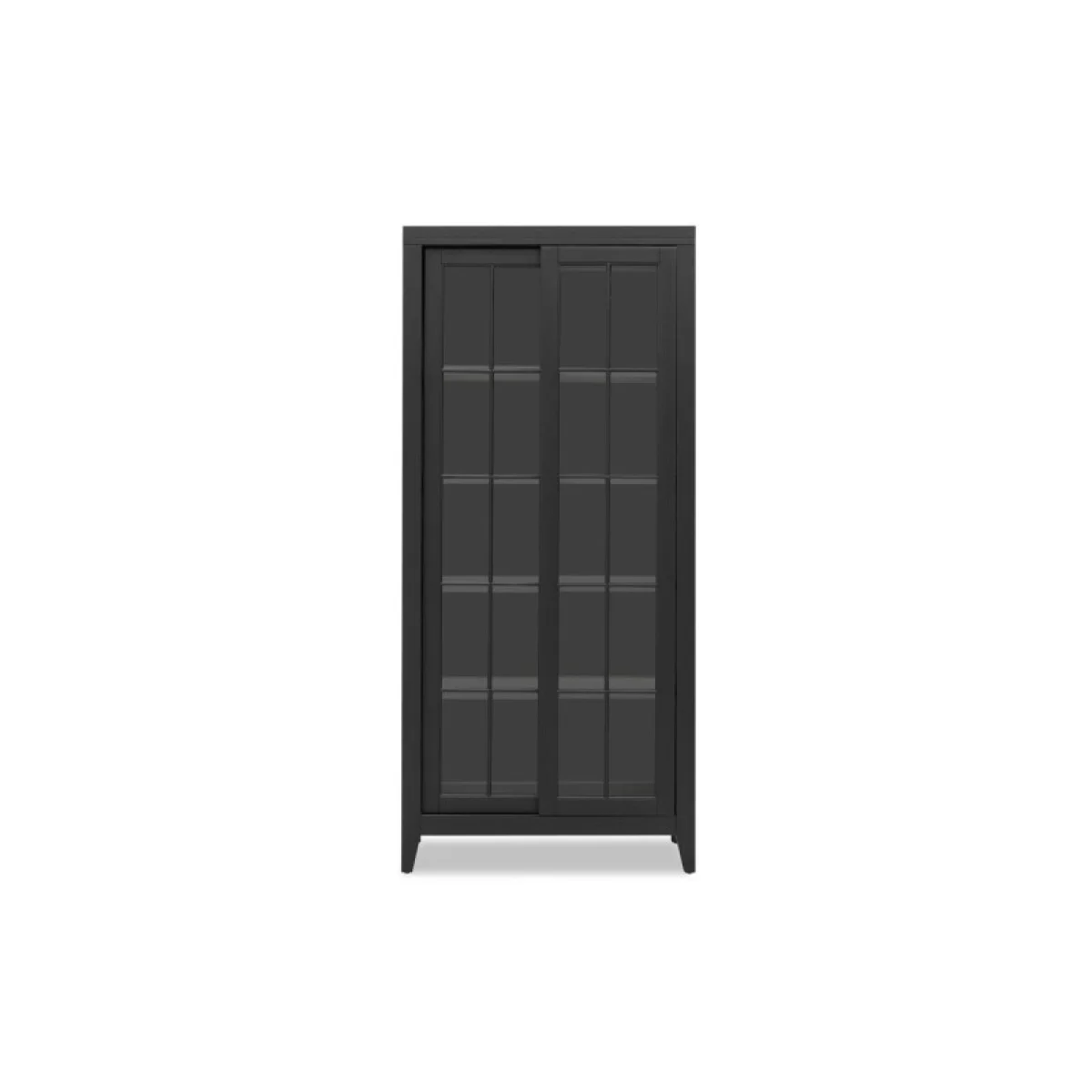 Sliding Door Display Cabinet Dining Storage black 6