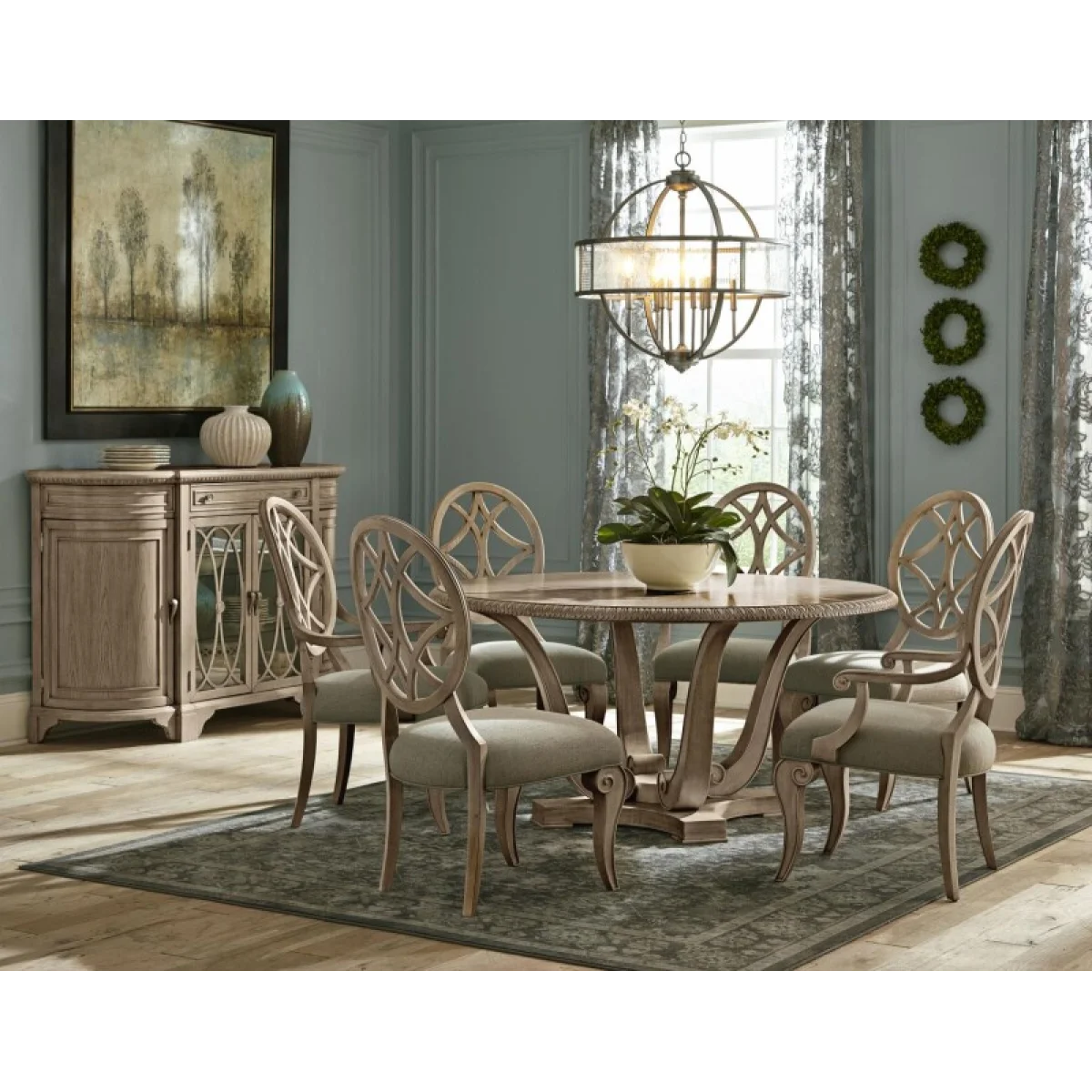 Complete Round Table Dining Sets Cream 6