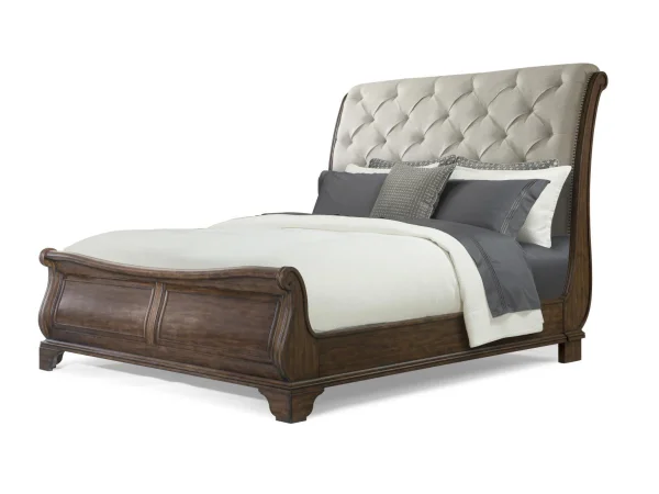 Complete Dottie Upholstered Headboard Sleigh Bed Queen 5/0 Beds Beds