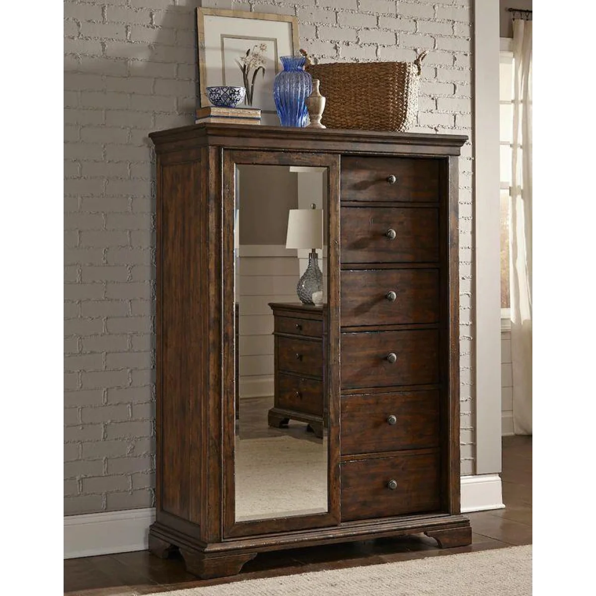 Tulsa Door Chest 6 Drawers Dressers Brown 6
