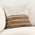 Tl Casa Leather Chestnut/ Natural 20×20 Accent Pillows Accent Pillows 18