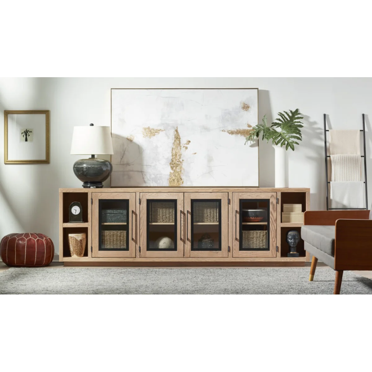 Paige 97″ Console W/ 4 Doors WDA1270-BDL Entertainment Stands Aspen Home 7