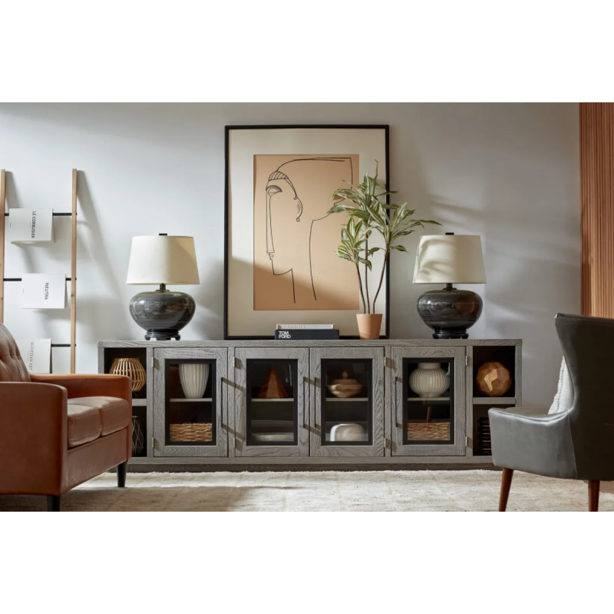 Paige 97″ Console W/ 4 Doors WDA1270-BDL Entertainment Stands Aspen Home 9