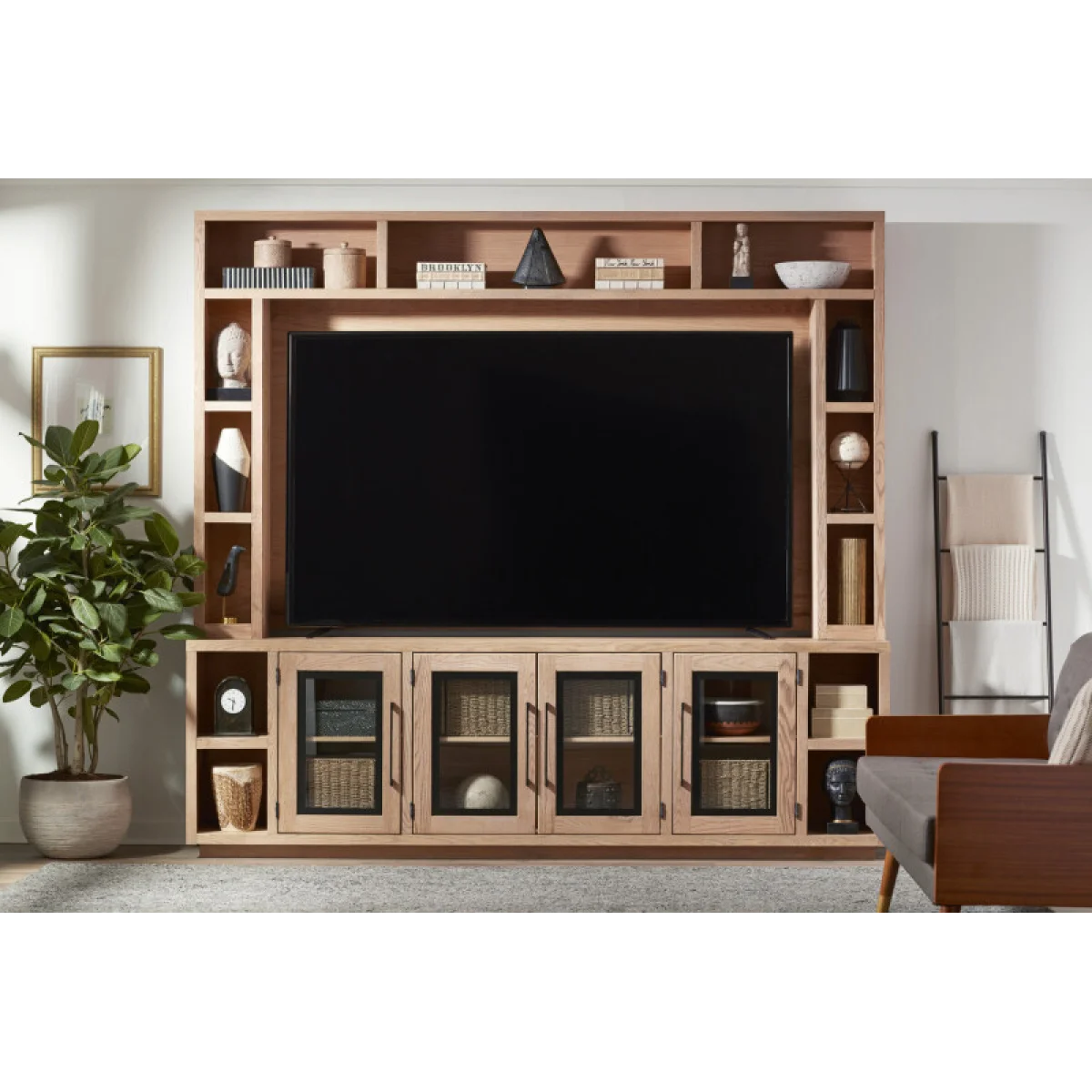Paige 97″ Fireplace Console & Hutch WDA1270H-BDL Entertainment Stands Aspen Home 6