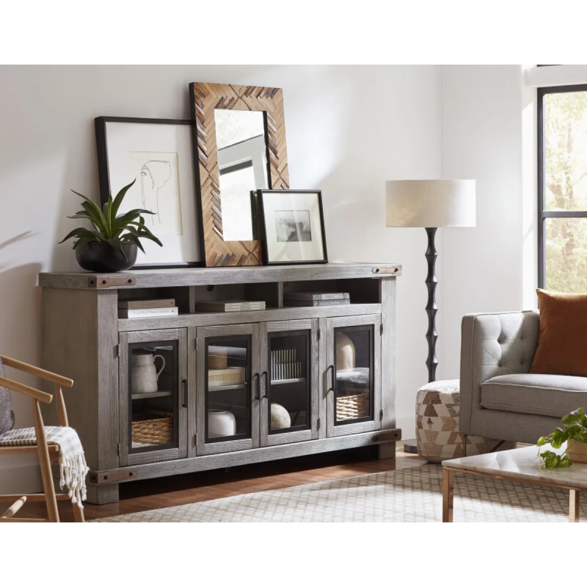 Sawyer 79″ Highboy Console W/ 4 Doors WDO1252-BDL Entertainment Stands Aspen Home 6