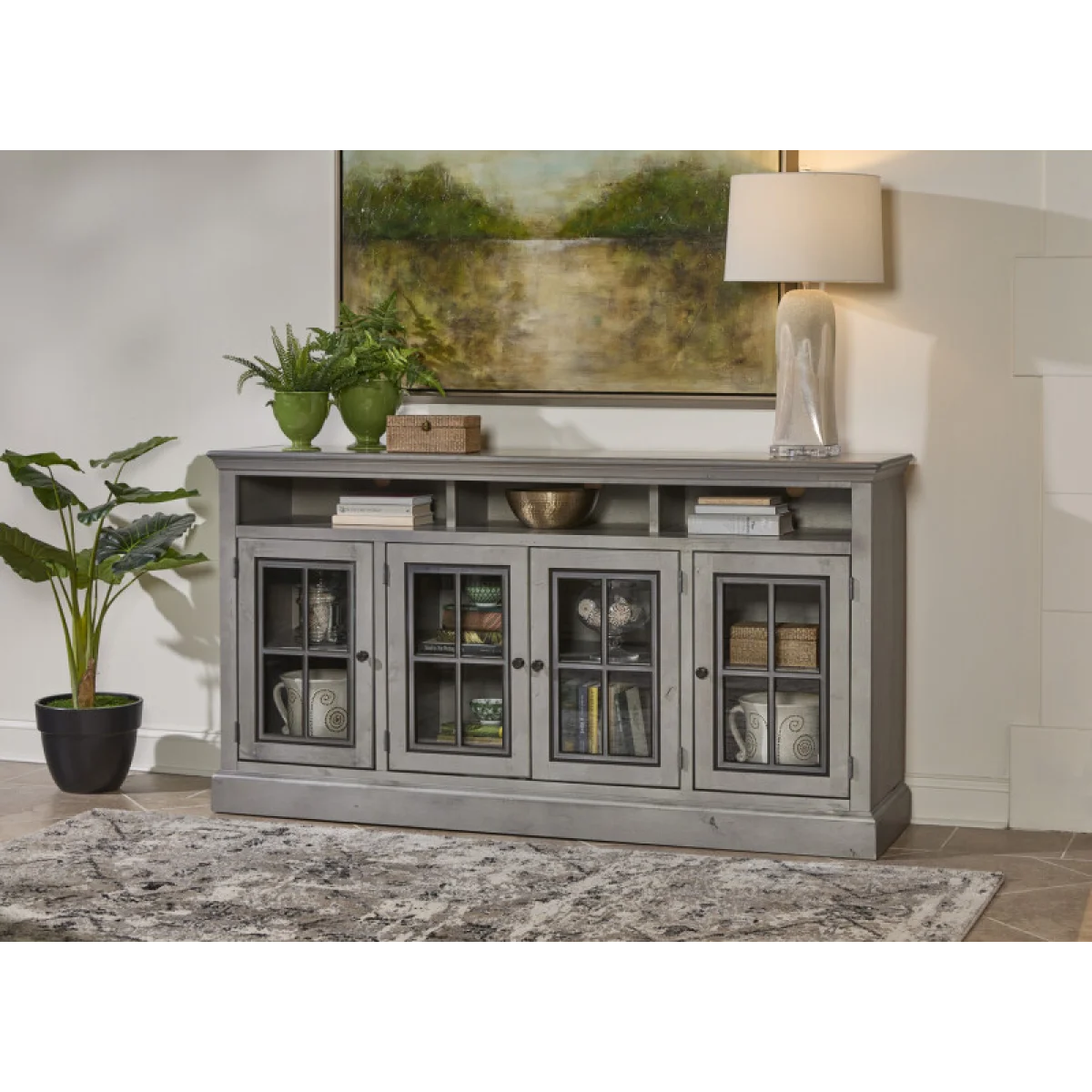 Churchill 73″ Highboy Console W/ 4 Doors Entertainment Stands Aspen Home 8