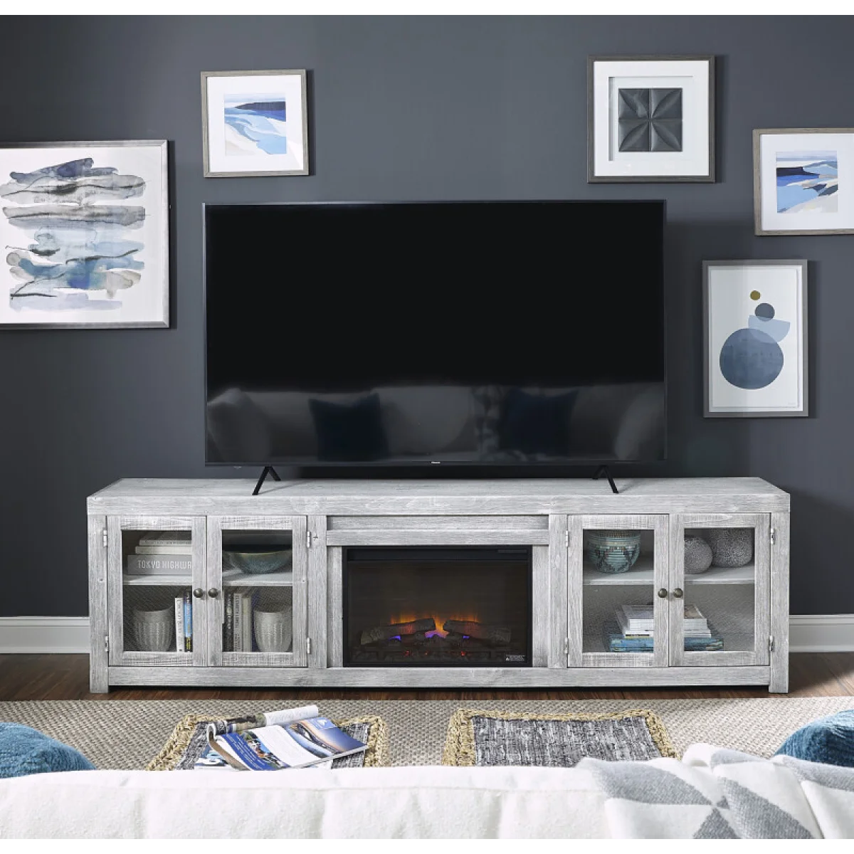 Avery Loft 97″ Fireplace Console W/ 4 Doors WDY1970-LIM Fireplaces Aspen Home 6