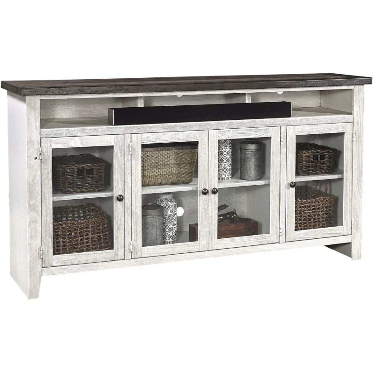 Eastport 74″ Highboy Console W/ 4 Doors Entertainment Stands Aspen Home 7
