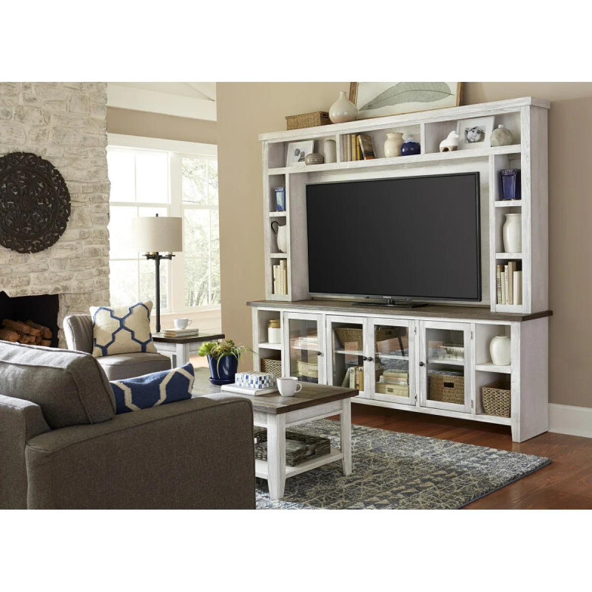 Eastport 97″ Console & Hutch WMEHEGRP3 Entertainment Stands Aspen Home 6